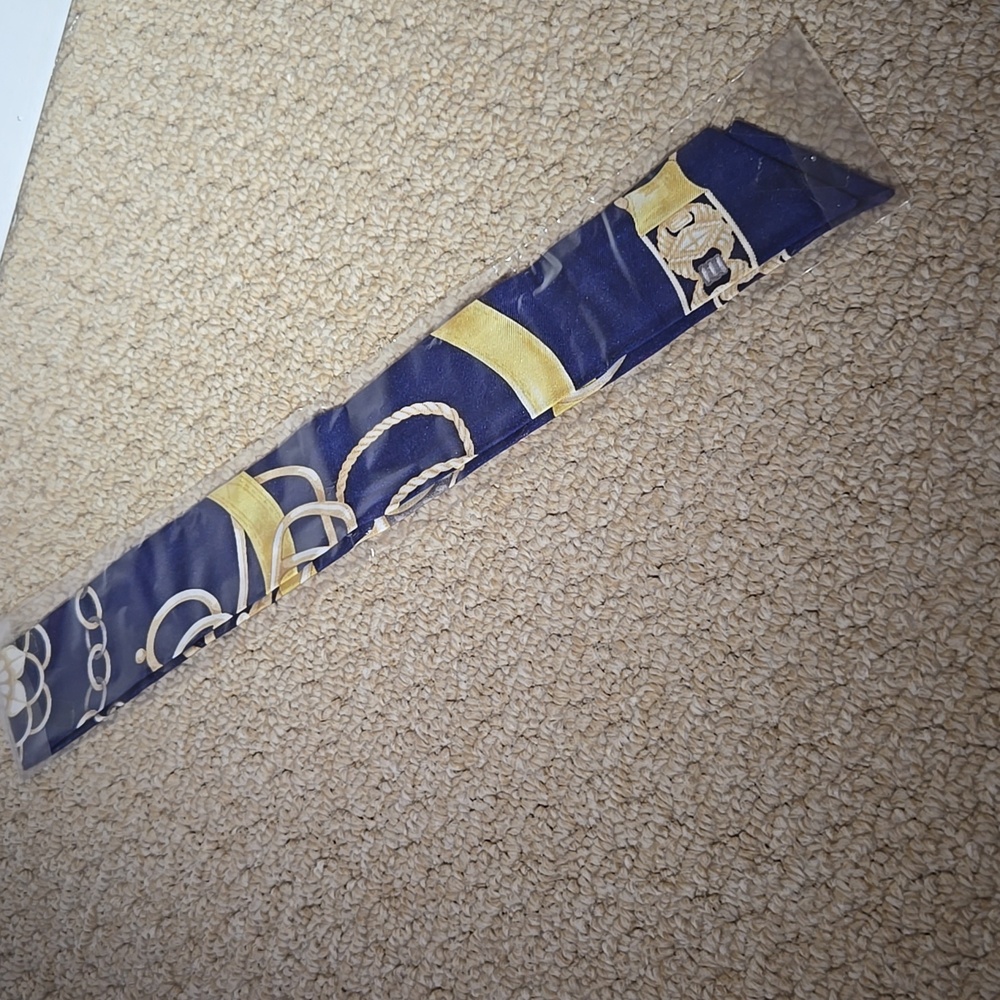 J. McLaughlin Navy and Beige Silk Scarf